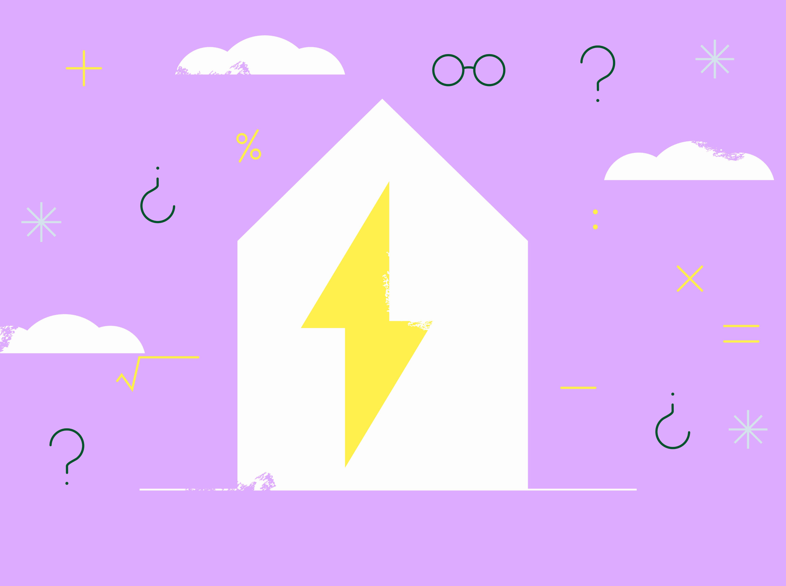 ilustracion casa con rayo amarillo maquinas de gastar luz y como ahorrar en su uso