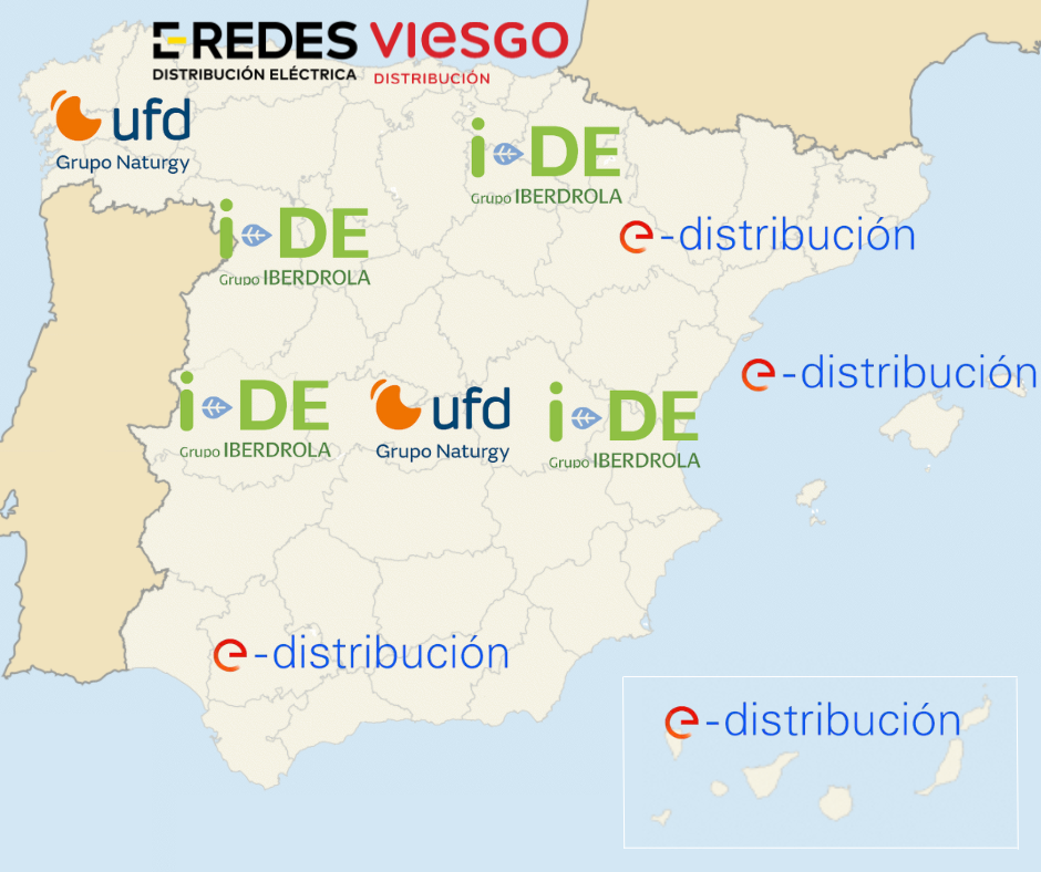Reparto de las distribuidoras según la zona en la que operan en España.
